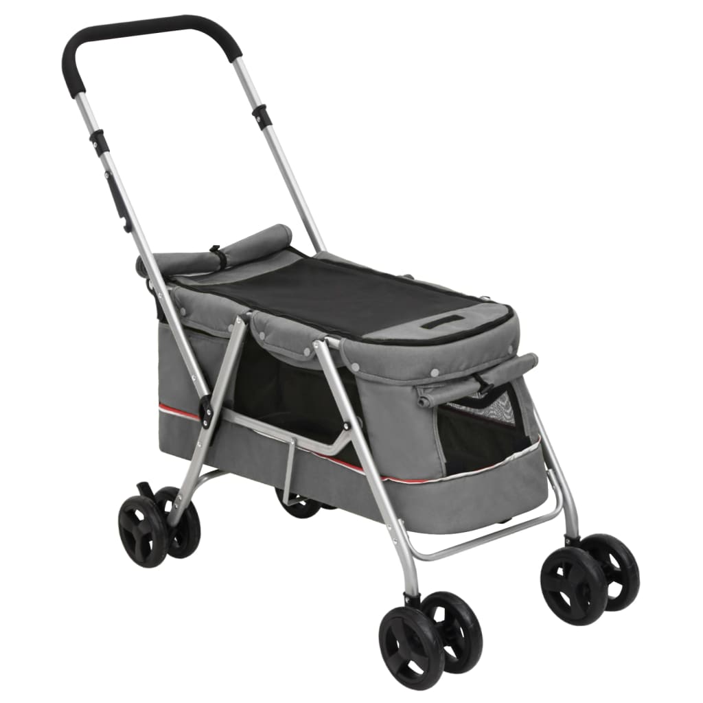 Vidaxl hondenwagen inklapbaar 100x49x96 cm linnenstof grijs