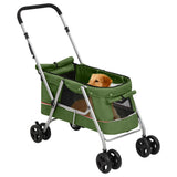 Vidaxl hondenwagen inklapbaar 100x49x96 cm linnenstof groen