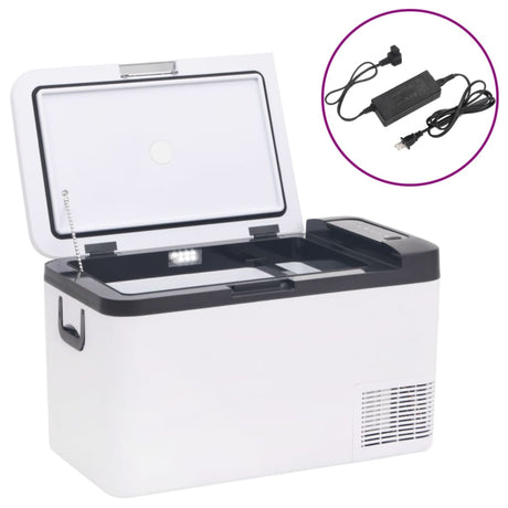 Vidaxl koelbox met handvat en adapter 18 l pp pe zwart en wit