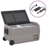 Vidaxl koelbox met wielen en adapter 60 l pp en pe zwart en grijs