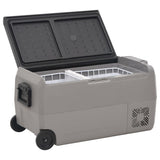 Vidaxl koelbox met wielen en adapter 60 l pp en pe zwart en grijs