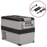 VidaXL Koelbox met handvat en adapter 45 L PP PE zwart en grijs