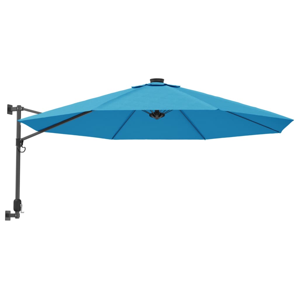 VidaXL Wandparasol met LEDs 290 cm zeeblauw