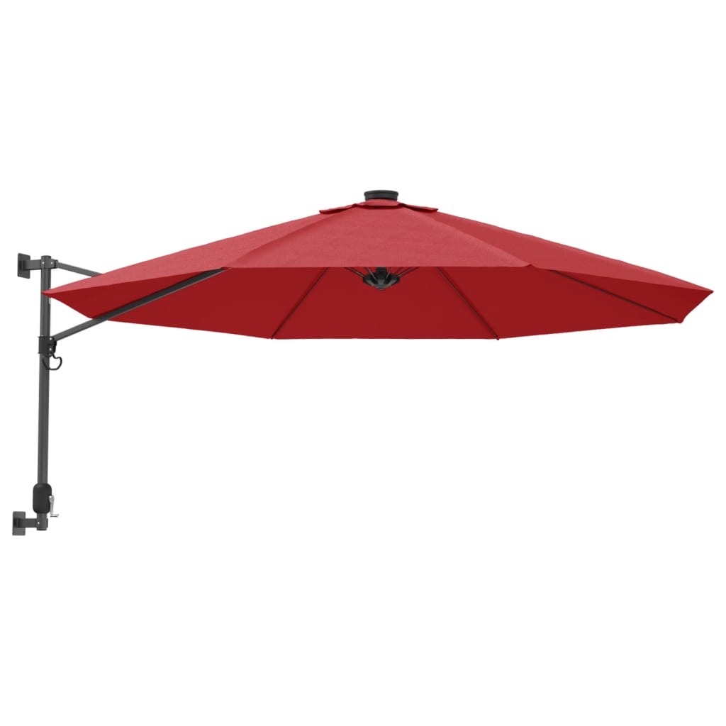 VidaXL Wandparasol met LEDs 290 cm felrood