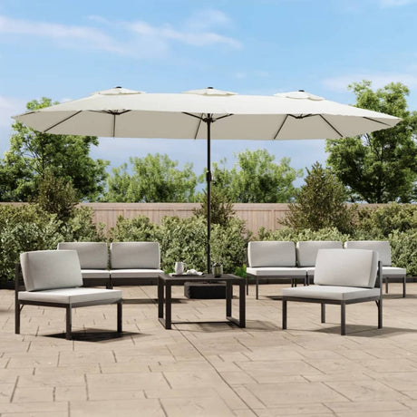 VidaXL Parasol dubbel 449x245 cm zandwit