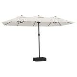 Vidaxl parasol dubbel dak met led 449x245 cm zandwit