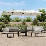 Vidaxl parasol dubbel dak met led 449x265 cm zandwit