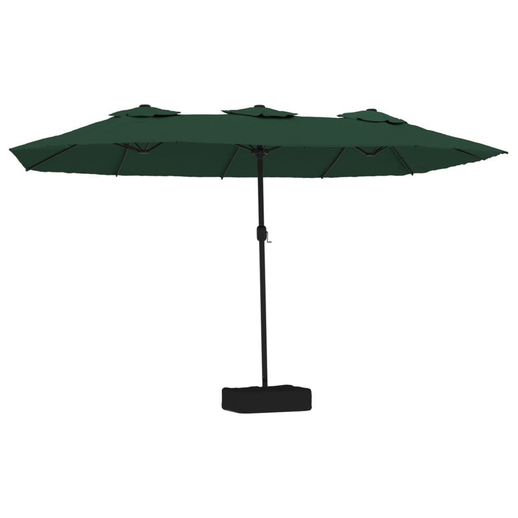 Vidaxl parasol dubbel dak met led 449x245 cm groen