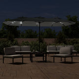 Vidaxl parasol dubbel dak met led 449x265 cm antracietkleurig