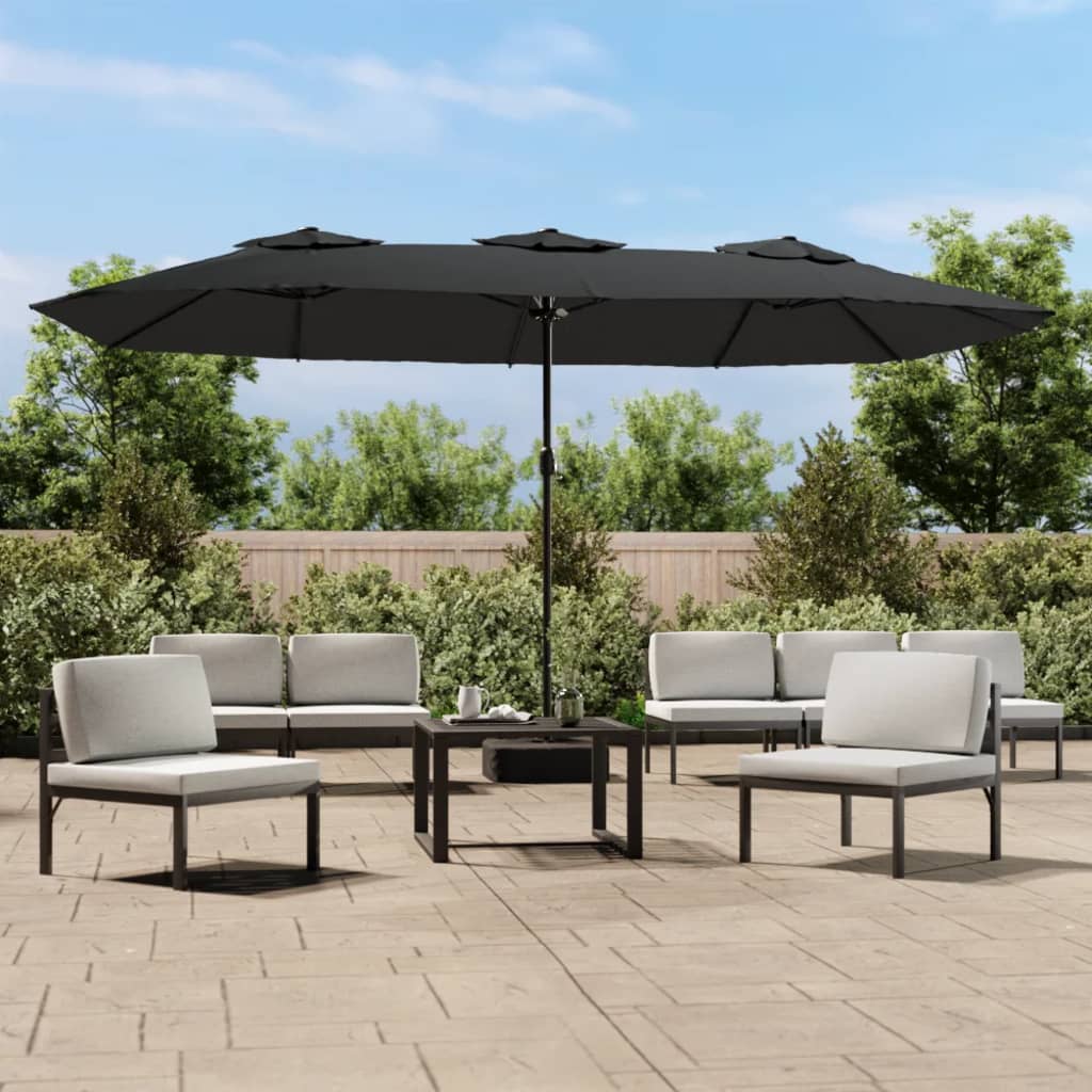 Vidaxl parasol dubbel dak met led 449x245 cm antracietkleurig