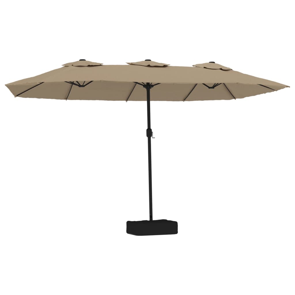 Vidaxl parasol dubbel dak met led 449x245 cm taupe