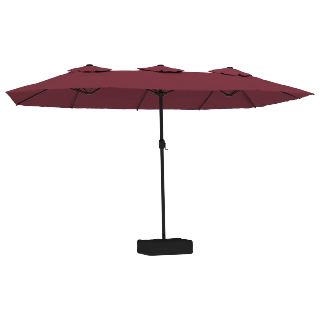 Vidaxl parasol dubbel dak met led 449x245 cm bordeauxrood