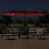 Vidaxl parasol dubbel dak met led 449x245 cm bordeauxrood