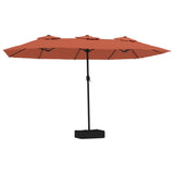 Vidaxl parasol dubbel dak met led 449x245 cm terracottakleurig