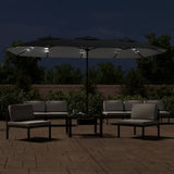Vidaxl parasol dubbel dak met led 449x265 cm zwart