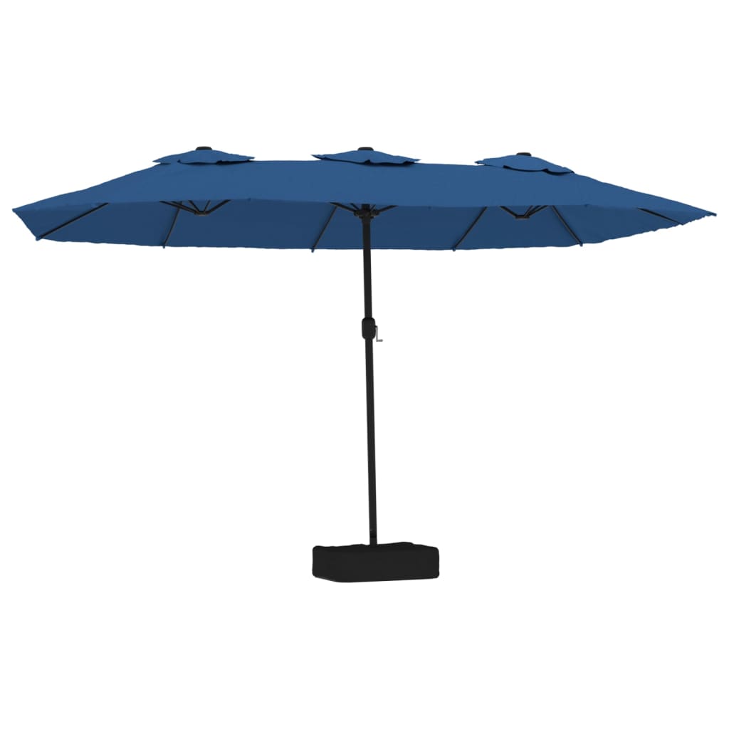 Vidaxl parasol dubbel dak met led 449x245 cm azuurblauw