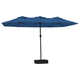 Vidaxl parasol dubbel dak met led 449x245 cm azuurblauw