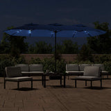 Vidaxl parasol dubbel dak met led 449x265 cm azuurblauw