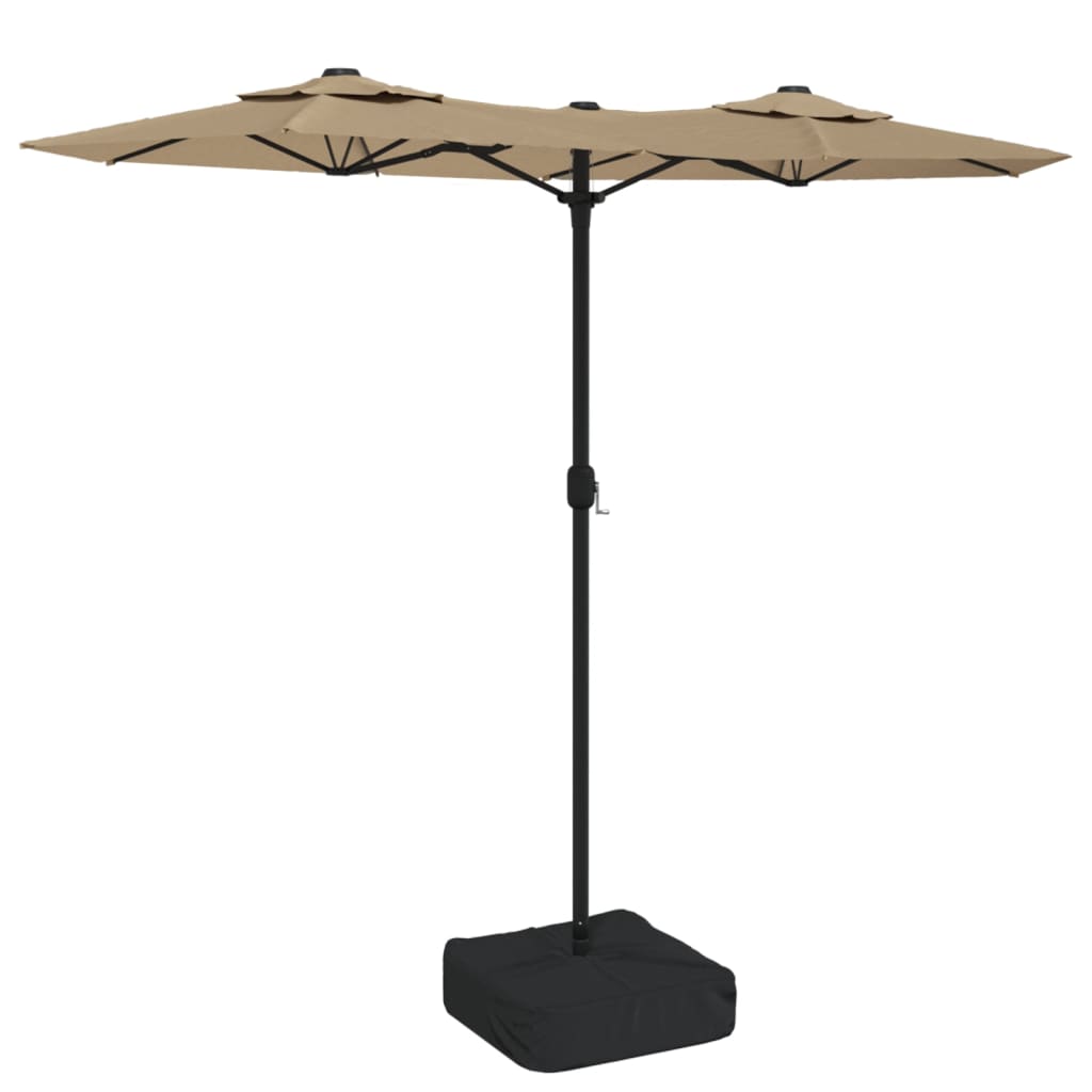 Vidaxl parasol dubbel dak met led's 316x240 cm taupe