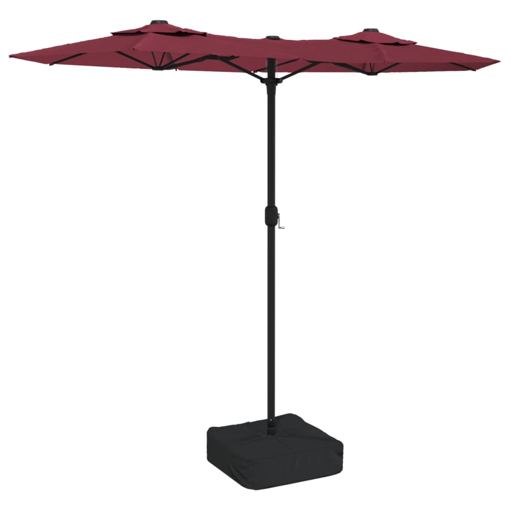 Vidaxl parasol dubbel dak met led 316x240 cm bordeauxrood