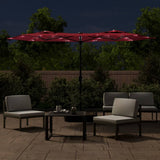 Vidaxl parasol dubbel dak met led 316x240 cm bordeauxrood