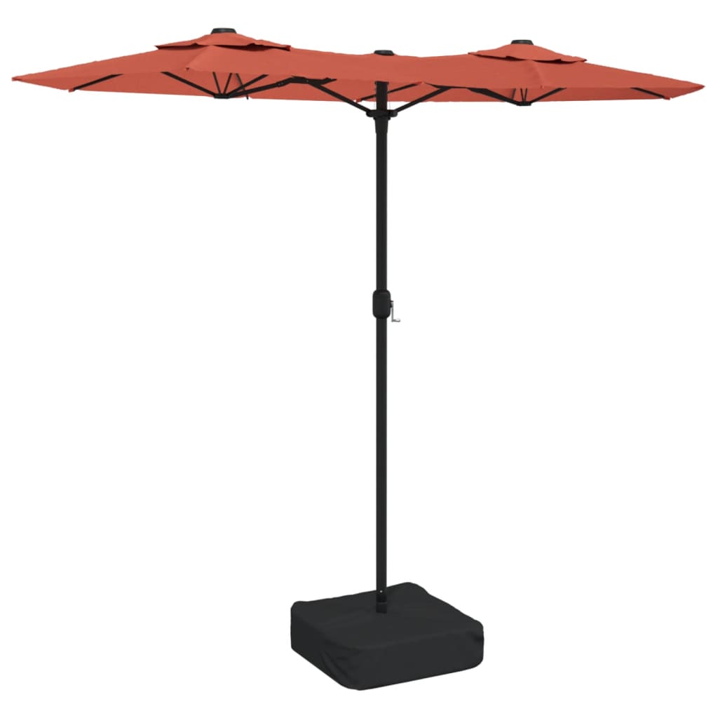 Vidaxl parasol dubbel dak met led's 316x240 cm terracottakleurig