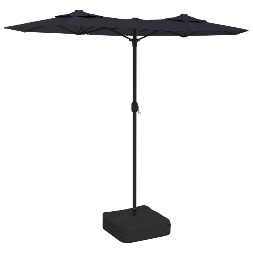 Vidaxl parasol dubbel dak met led's 316x240 cm zwart