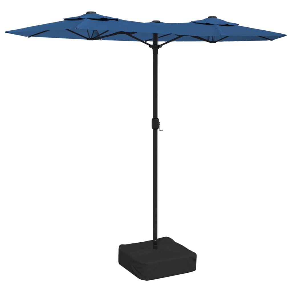 Vidaxl parasol dubbel dak met led 316x240 cm azuurblauw