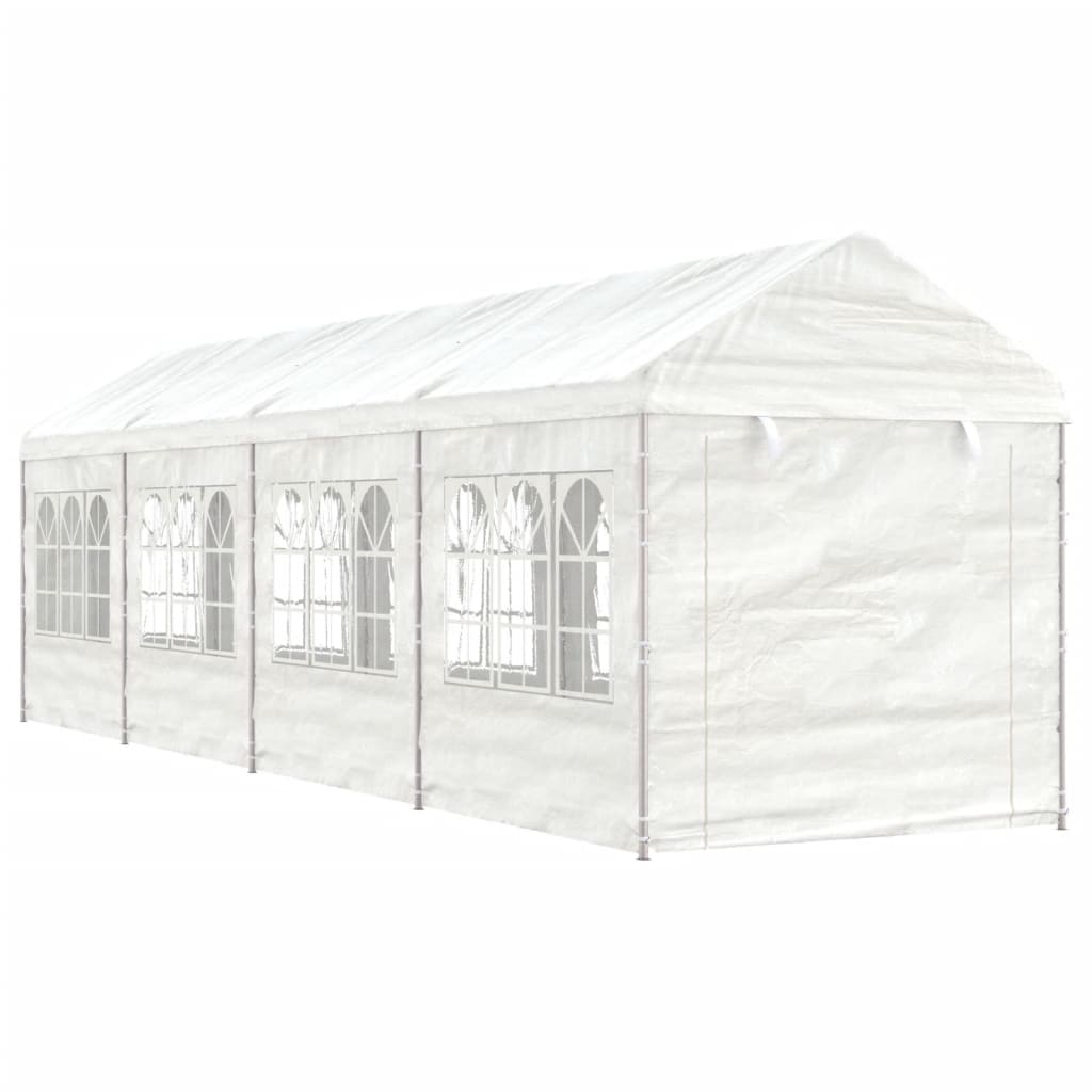 VidaXL Prieel met dak 8,92x2,28x2,69 m polyetheen wit