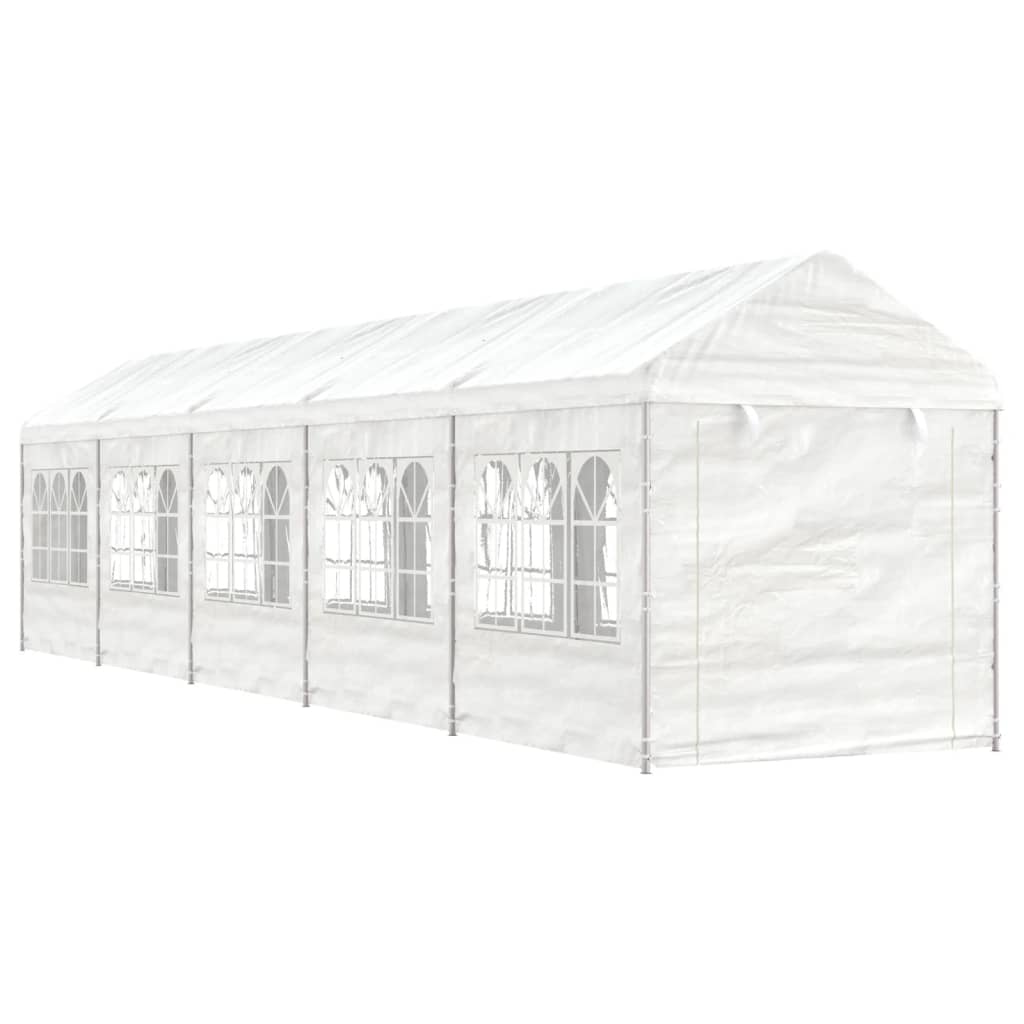 VidaXL Prieel met dak 11,15x2,28x2,69 m polyetheen wit