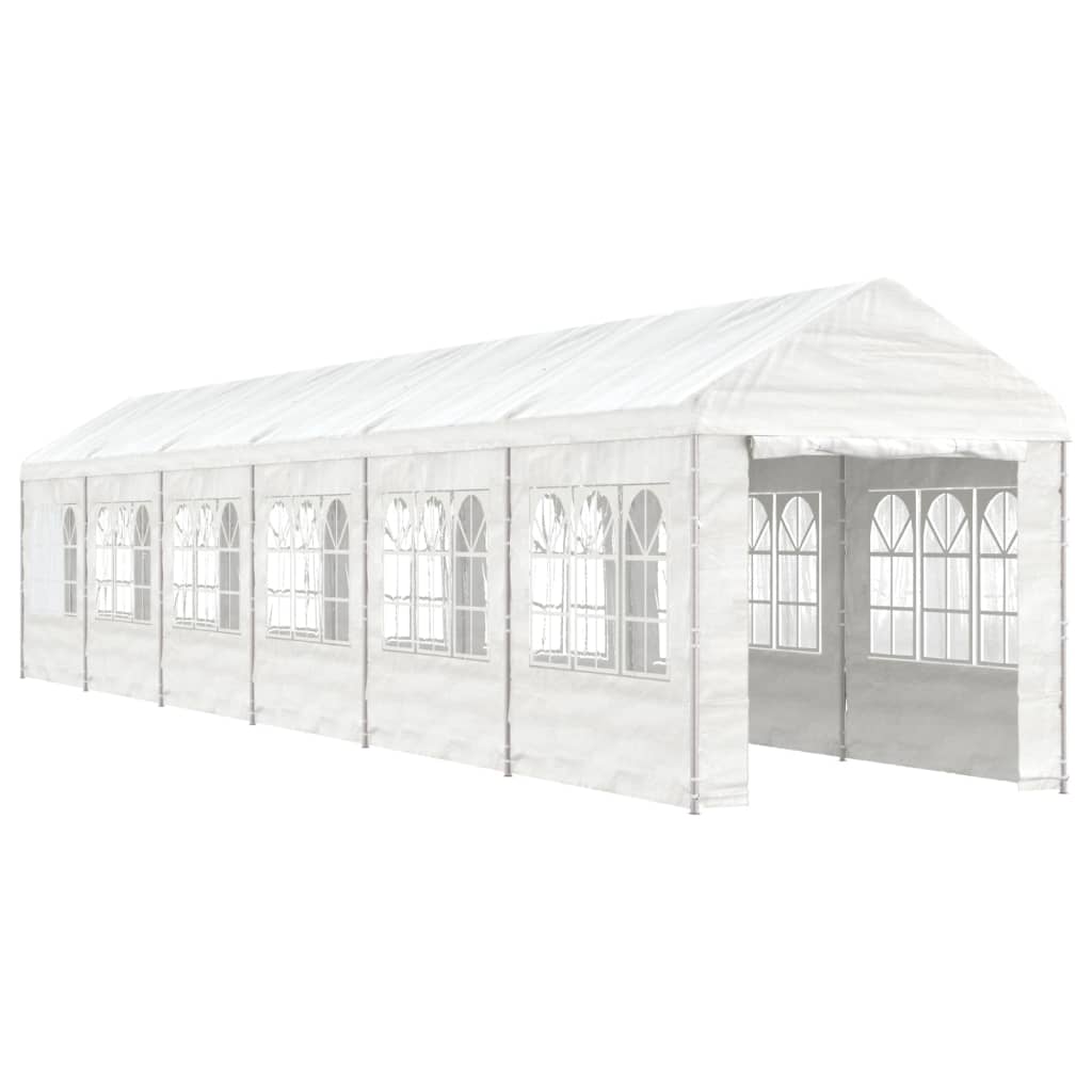 VidaXL Prieel met dak 13,38x2,28x2,69 m polyetheen wit