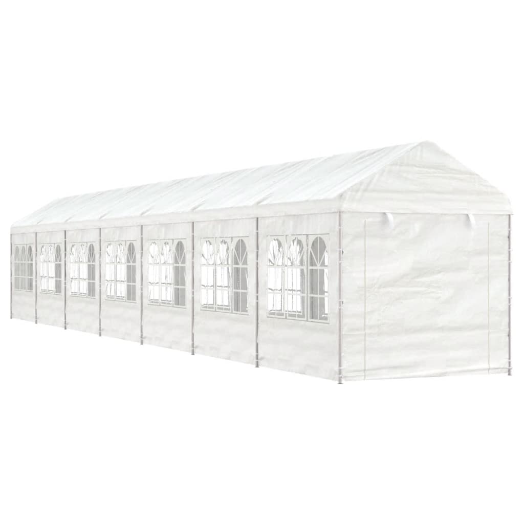 VidaXL Prieel met dak 15,61x2,28x2,69 m polyetheen wit