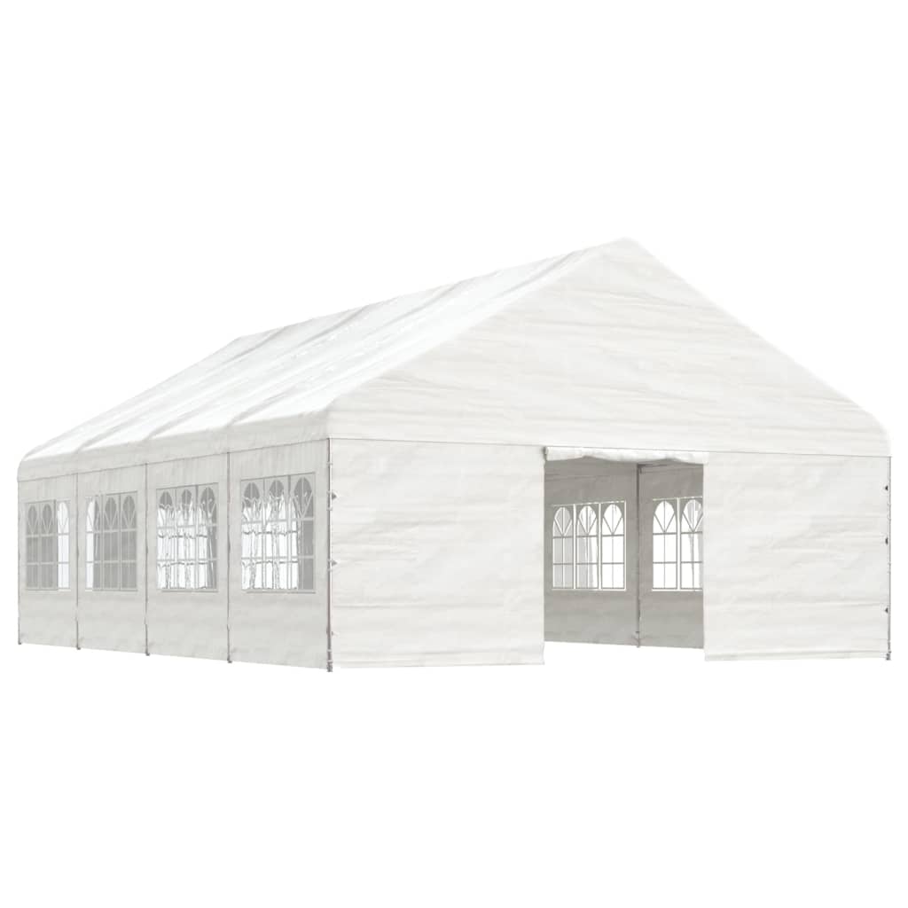 VidaXL Prieel met dak 8,92x5,88x3,75 m polyetheen wit