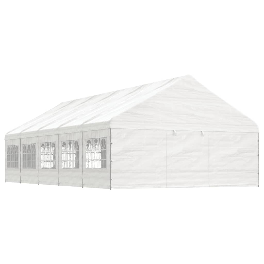 VidaXL Prieel met dak 11,15x5,88x3,75 m polyetheen wit