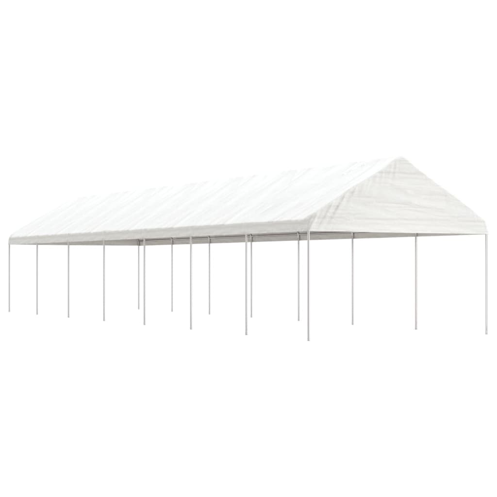 VidaXL Prieel met dak 15,61x4,08x3,22 m polyetheen wit