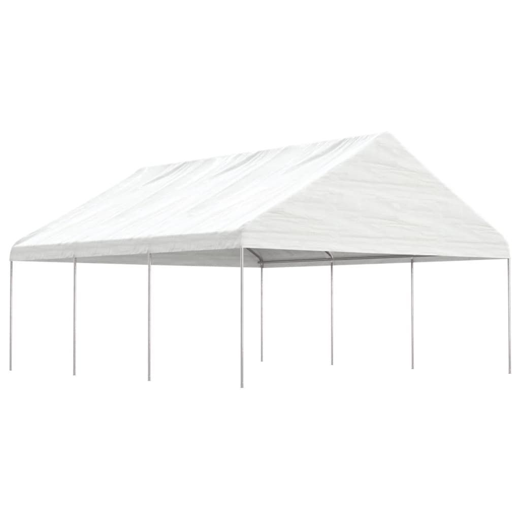 VidaXL Prieel met dak 6,69x5,88x3,75 m polyetheen wit