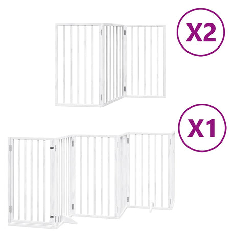 Vidaxl hondenhek inklapbaar met deur 12 panelen 600cm populierhout wit