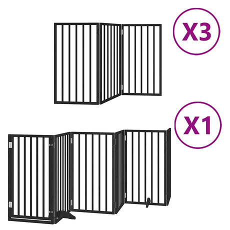 Vidaxl hondenhek inklapbaar 15 panelen 750 cm populierenhout zwart