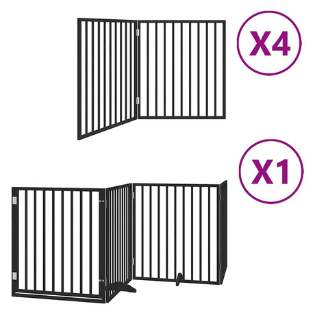 Vidaxl hondenhek inklapbaar 12 panelen 960 cm populierenhout zwart