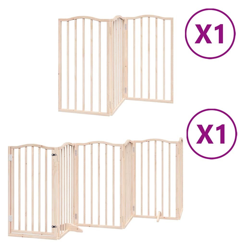 Vidaxl hondenhek inklapbaar met deur 9 panelen 450 cm populierenhout