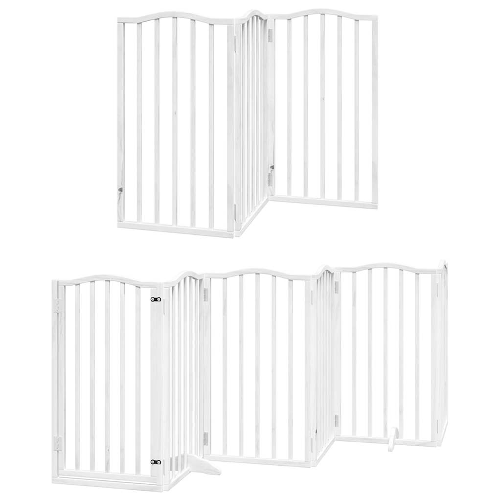 Vidaxl hondenhek inklapbaar met deur 15 panelen 750cm populierhout wit
