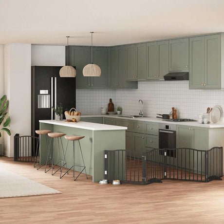 Vidaxl hondenhek inklapbaar 8 panelen 640 cm populierenhout zwart