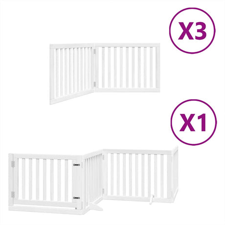 Vidaxl hondenhek inklapbaar met deur 10 panelen 800cm populierhout wit