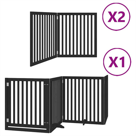 Vidaxl hondenhek inklapbaar 8 panelen 640 cm populierenhout zwart