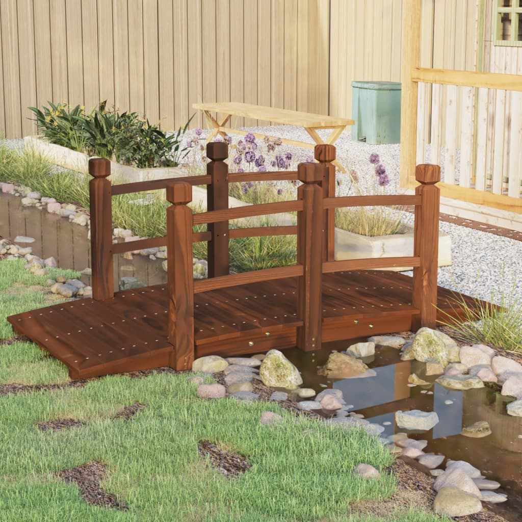 Vidaxl tuinbrug met leuningen 150x67x56 cm massief vurenhout