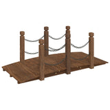 Vidaxl tuinbrug met kettingrails 150x67x56 cm massief vurenhout