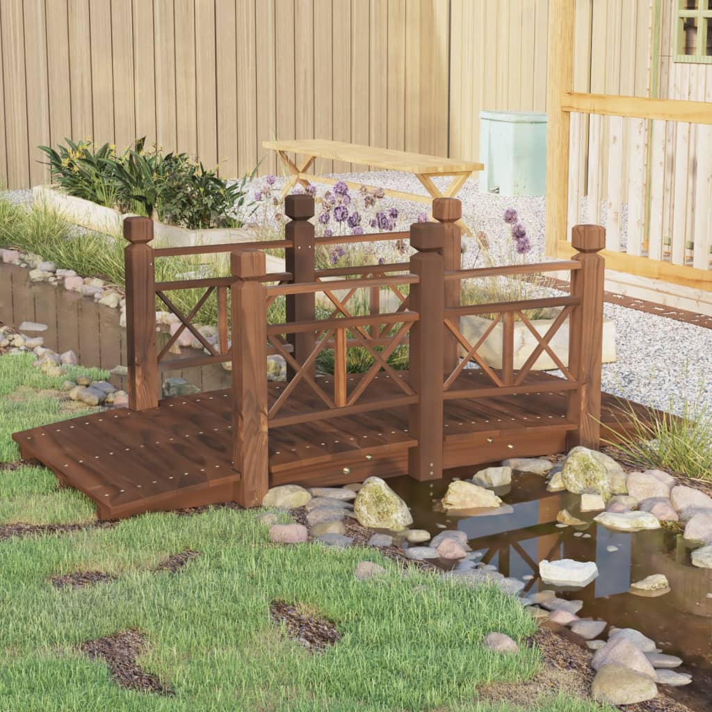 Vidaxl tuinbrug met leuningen 150x67x56 cm massief vurenhout