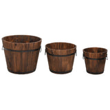 Vidaxl plantenbakset houten emmer 3-delig massief vurenhout