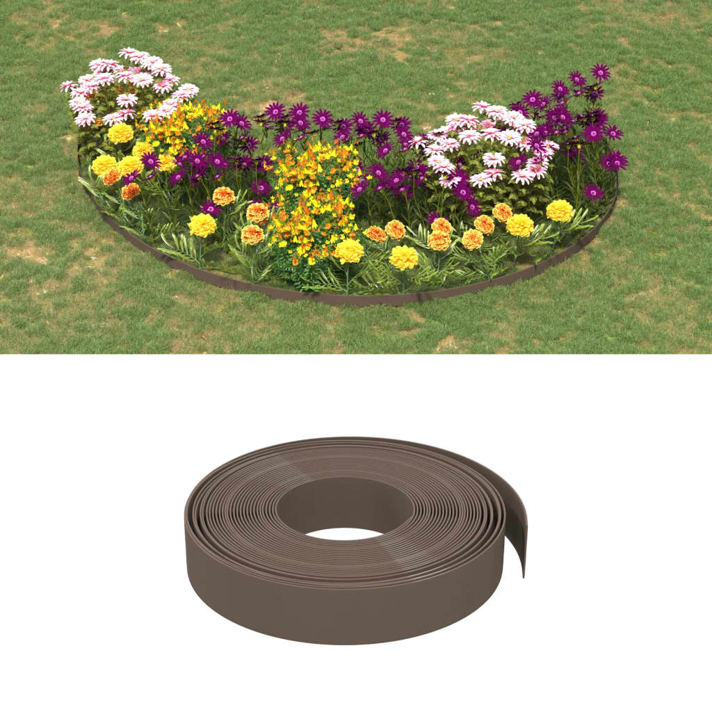 VidaXL Tuinranden 3 st 10 m 10 cm polyetheen bruin