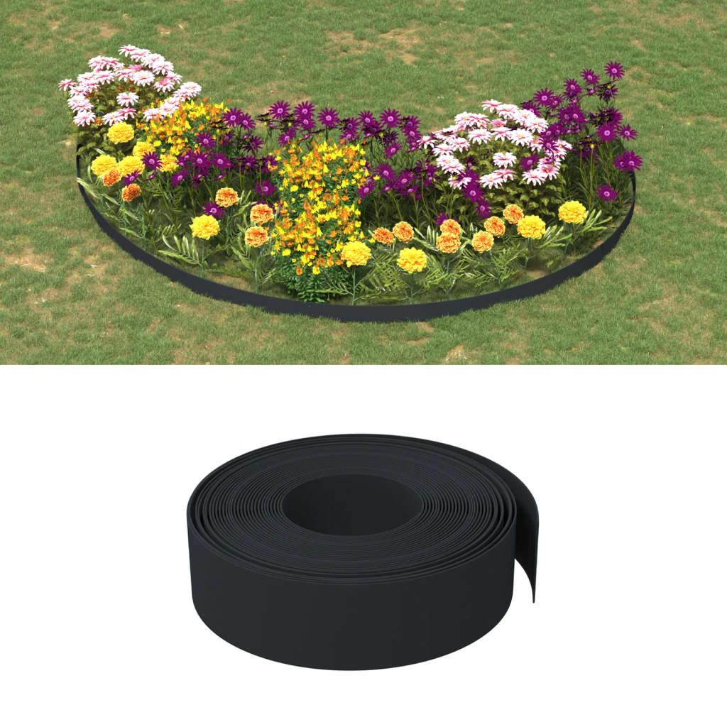 VidaXL Tuinranden 2 st 10 m 15 cm polyetheen zwart